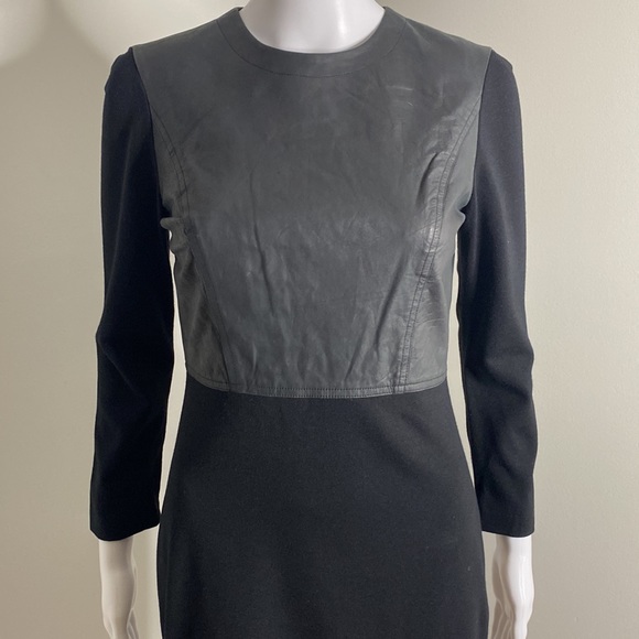 Robert Rodriquez Black Leather Trim Dress Size 6 - Picture 4 of 12